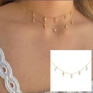 Sweet Candy Girl 18k Gold Plated S925 Pink Charm Necklace 16"